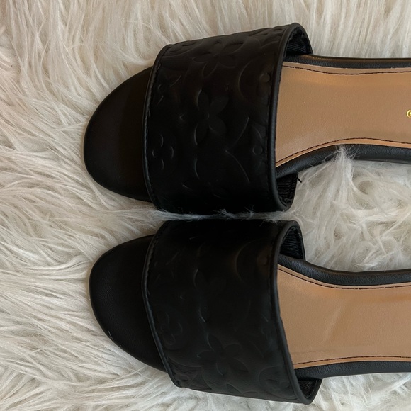 Black Luxury Embossed Slide Sandals - Picture 9 of 10